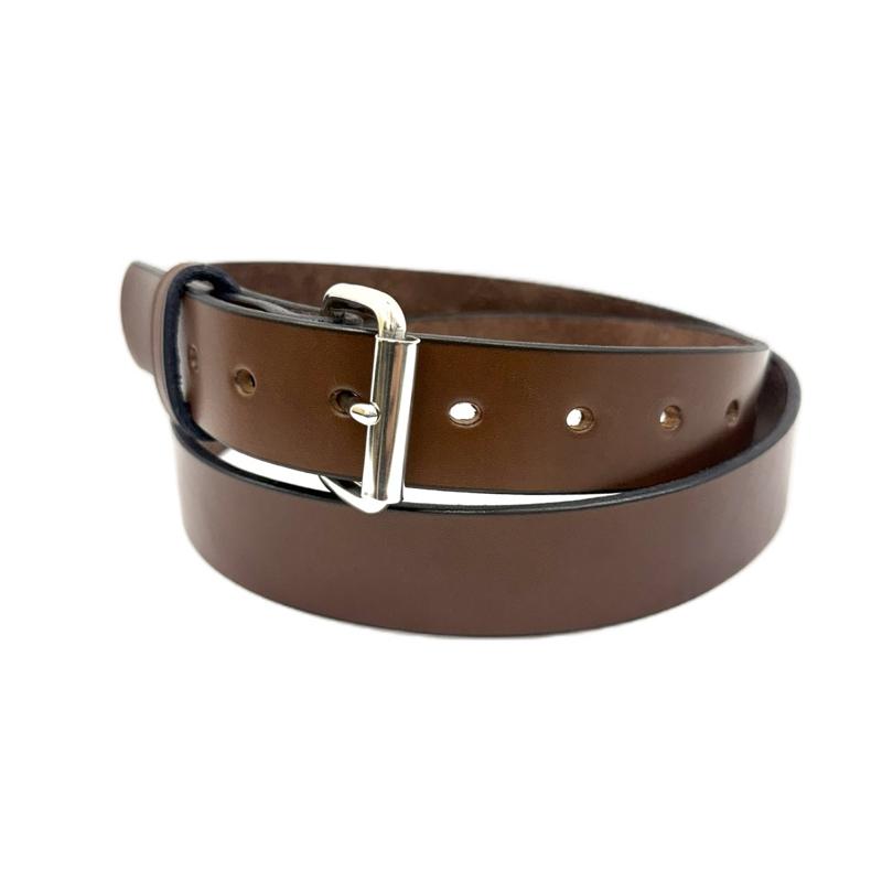 Men's Amish Leather Belt Made in USA - Brown & Black Options with Silver Buckle Sizes 30-60