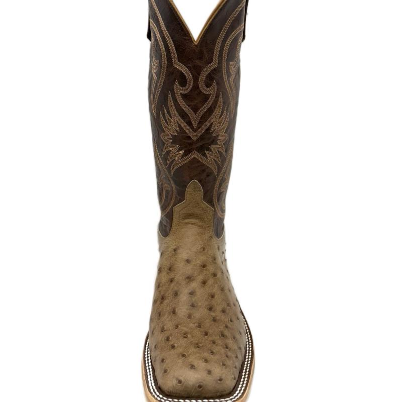 Anderson Bean Men's Boots: Rum Brown Glazed Ostrich/Brass Explosion Top (Made in Texas)