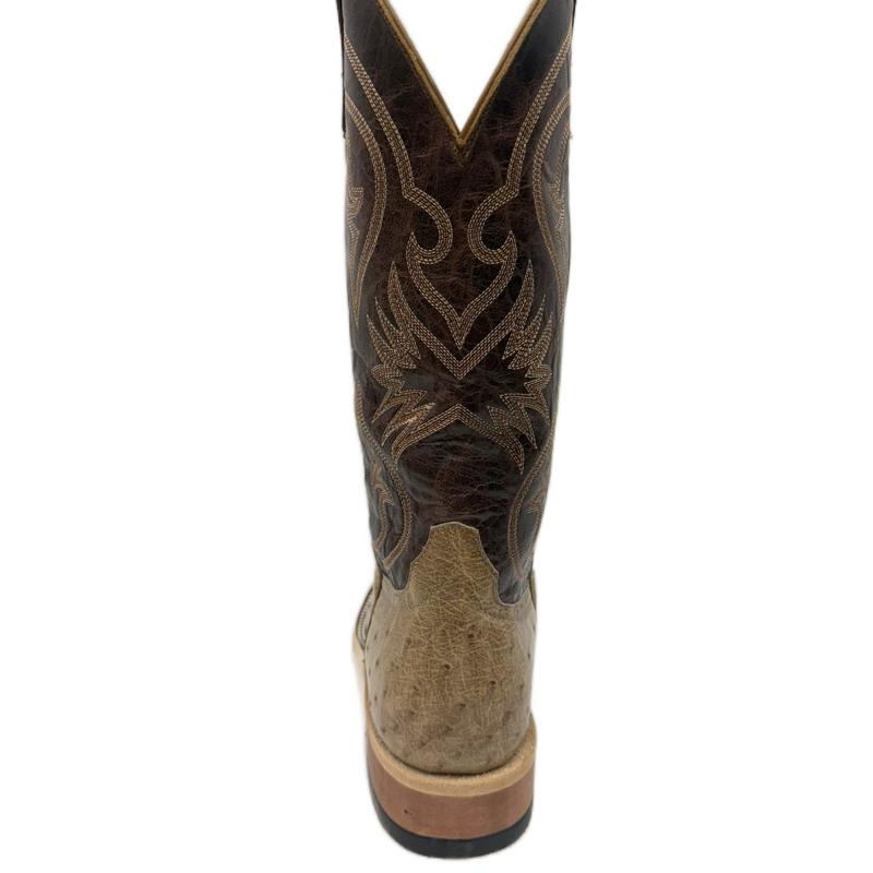 Anderson Bean Men's Boots: Rum Brown Glazed Ostrich/Brass Explosion Top (Made in Texas)