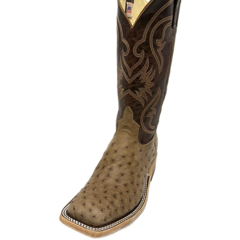 Anderson Bean Men's Boots: Rum Brown Glazed Ostrich/Brass Explosion Top (Made in Texas)