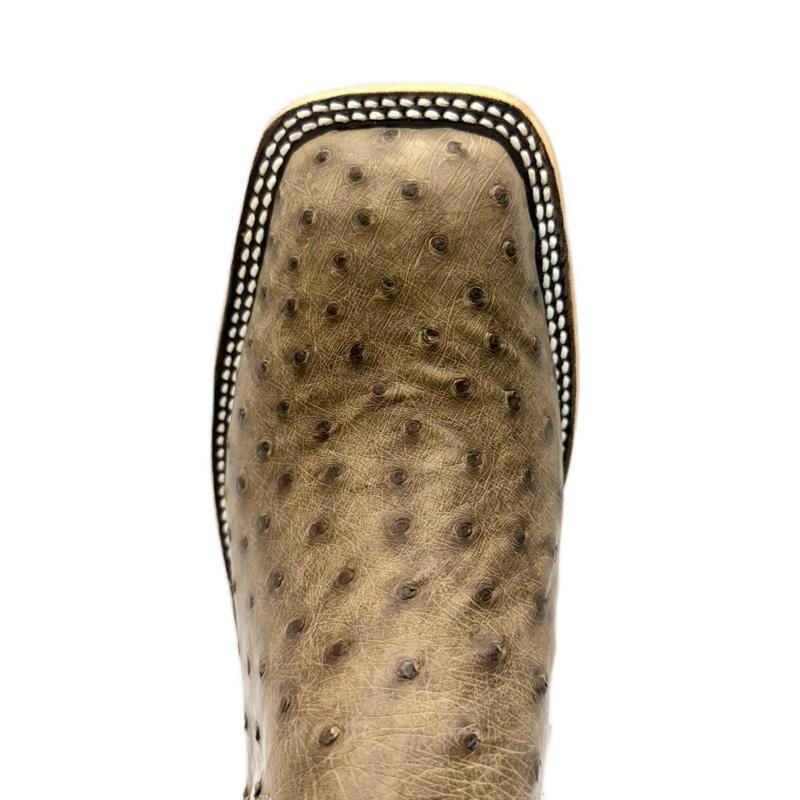 Anderson Bean Men's Boots: Rum Brown Glazed Ostrich/Brass Explosion Top (Made in Texas)