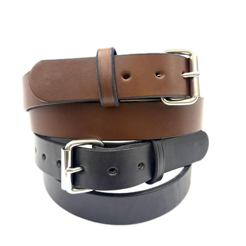 Men's Amish Leather Belt Made in USA - Brown & Black Options with Silver Buckle Sizes 30-60