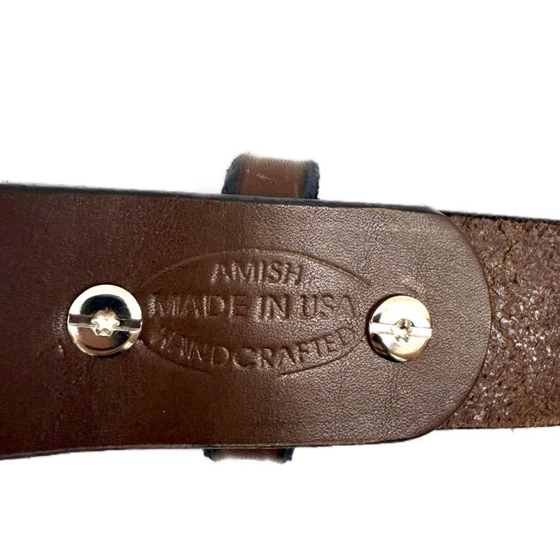 Men's Amish Leather Belt Made in USA - Brown & Black Options with Silver Buckle Sizes 30-60
