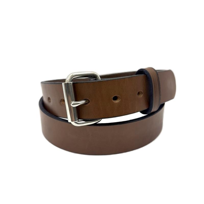 Men's Amish Leather Belt Made in USA - Brown & Black Options with Silver Buckle Sizes 30-60