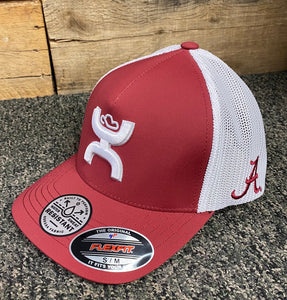 Hooey - University of Alabama Hat Crimson and White Flexfit W/Hooey logo (WHITE)